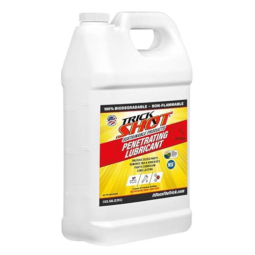 Trick Shot - 3-in-1 Penetrating Lubricant Oil - Biobased Food Grade Industrial Oil for Parts, Rust and Corrosion Remover, Anti-Seize Lubricant Protects Metal Surfaces, Degreases & Cleans - 1-Gallon