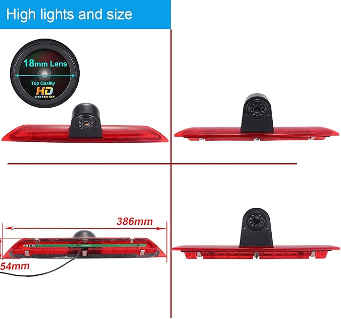 4.3" LCD Monitor+Super HD 1280 * 720 Pixels Brake Light Rear View Backup Camera Brake Lamp Reverse Camera for Ford Transit tourneo Custom Jumbo Kasten V363 F150 F250 F350 V636 MK8 2012-2020