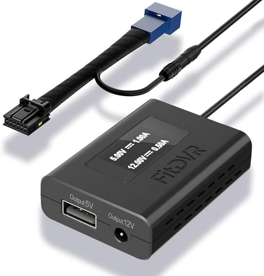 Dash Camera Power Adapter 12-Pin (Type B) for Hyundai Tucson, Santa Cruz, Kona, Kia Sorento, Sportage 2022-2025, LED Display USB Power Source, Easy to Install, 5V 12V Output (D3-052)