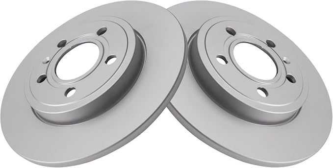 TRQ Rear Brake Rotor Set G Coated Solid Compatible with 2005-2009 Audi A4 A4 Quattro