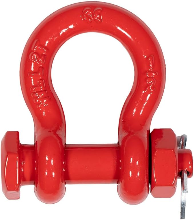 Mytee Products 4 Pcs 1/2" Anchor Shackle Forged Carbon Steel w/Safety Screw Pin Load Limit 4,000 lbs Double Rust Protection Heavy Duty D Ring Bolt Type Shackle for Towing, Rigging, Vehicle Recovery