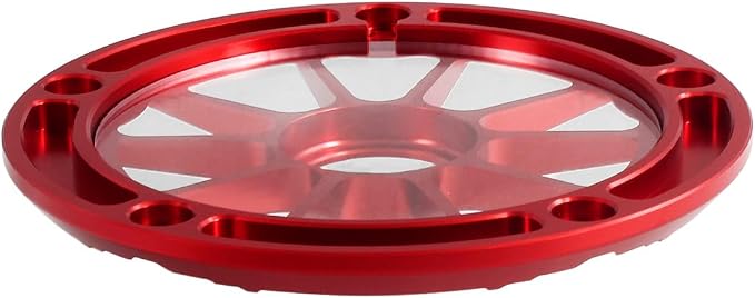 POWER JAMES Red Aluminum Visible Primary Cover Clutch Derby Cover with PC Arcylic Fits for Harley Davidson 2018 Sport Glide and 2019-2024 FL FX Softail Models (Red)