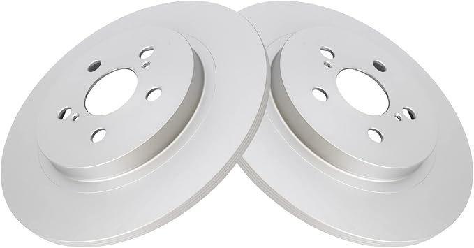 TRQ Rear Brake Rotor Set G Coated Solid Compatible with 2011-2017 Lexus CT200h