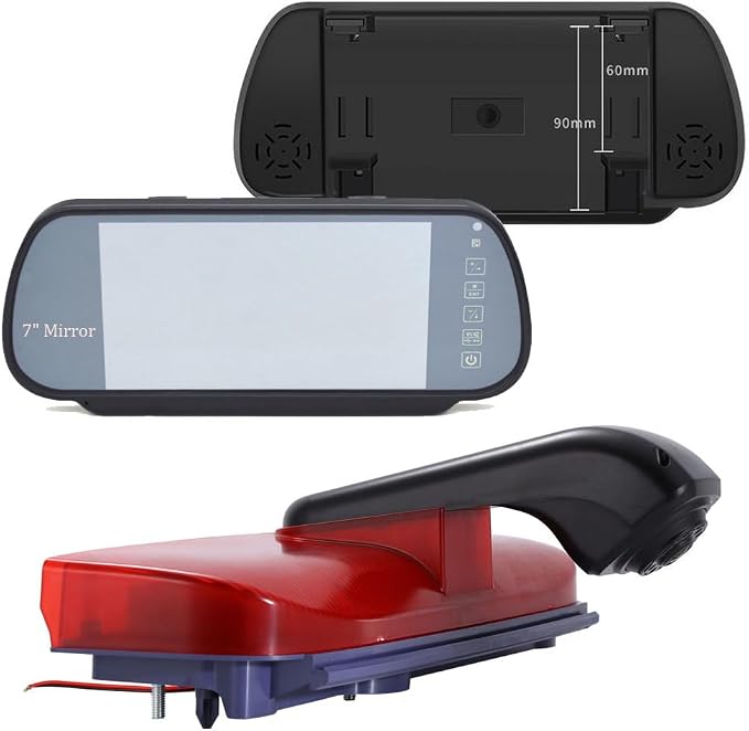 HD Transporter Caravan Van Brake Light Roof Rear View Reversing Backup Camera with Angle Adjustable Compatible with Ford Transit Connect 2/XL Cargo Titanium Passenger Wagon SUV MPV + 7 Inch Rear View