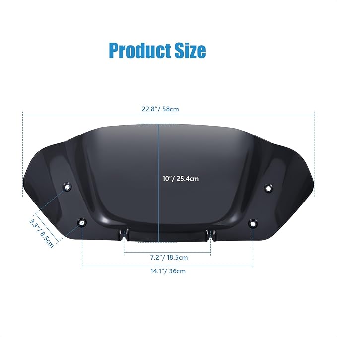 10" Wave Windshield Windscreen Wind Splitter Compatible for Harley Street Glide FLHX 2024-2025, CVO Street Glide FLHXSE 2023-2025, FLHXU 2025 (Black)
