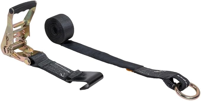 Mytee Products 4 Pack 2"x120" Car Tie Down Straps for Trailer with Flat Hook - 3333 LB WLL Black Lasso Style Tire Straps for Car Trailer with Ratchets - Vehicle Tie Down Wheel Straps for Hauling Cars