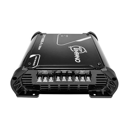 Timpano TPT-1000.4 Compact 4 Channel Car Audio Amplifier – 4 x 260 Watts at 2 Ohms – High Power Stereo 12 Volts Full Range Class D Amp Bridgeable