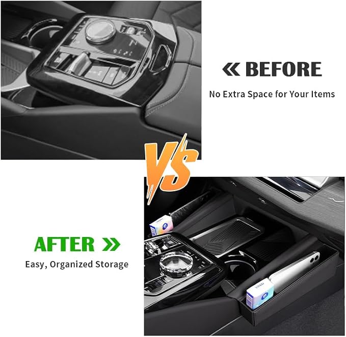 Center Console Organizer for BMW 5 Series G60 2024 2025 2026, Leather Central Control Side Storage Box Compatible with BMW 5 Series Accessories, Car Accessories Interior (2PCS Black)