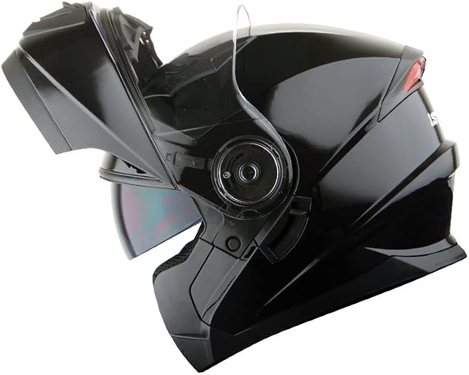 1Storm New Motorcycle Bike Modular Full Face Helmet Dual Visor Sun Shield: Glossy Black