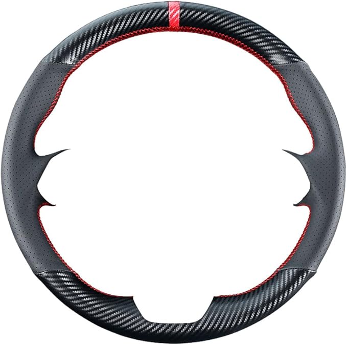 DIY Steering Wheel Cover Custom Fit for 2017 2018 Mazda 3 / 2017-2020 Mazda CX-5 Mazda 6 / 2016-2020 CX-9 / 2018 2019 2020 CX-3 15 inches Black Leather Carbon Fiber Interior Accessories