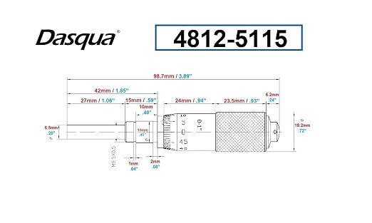 Dasqua 4812-5115 0-1"/0.001" Micrometer Head