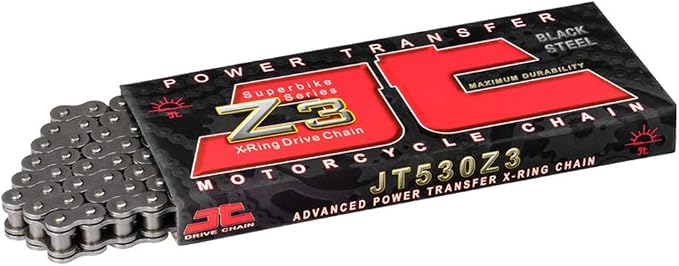 JT Chain JTC530Z3122RL (530 Series) Black Steel 122 Link Super Heavy Duty X-Ring Chain with Connecting Link