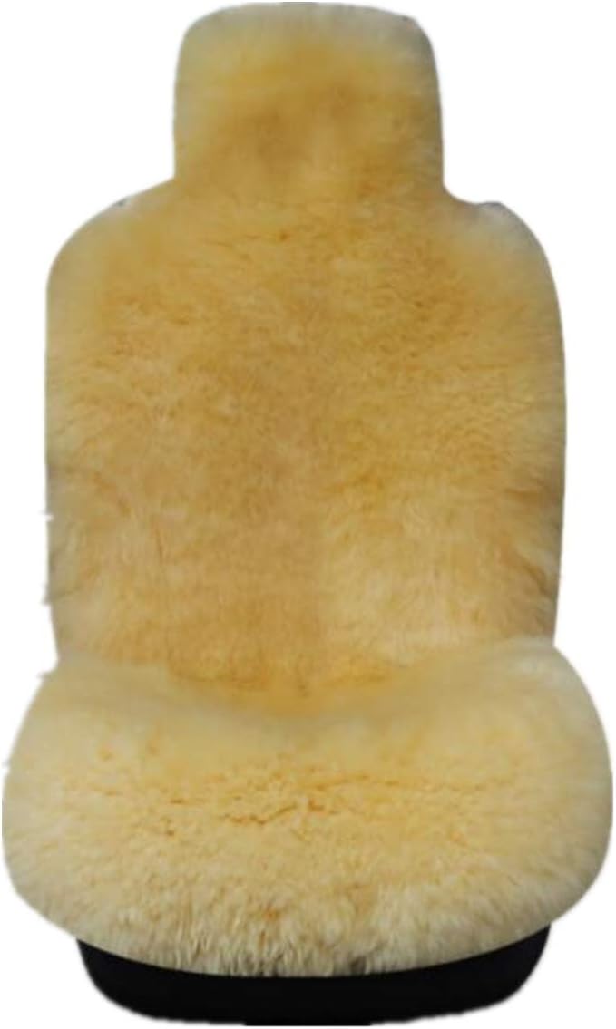 Winter Warm Authentic Australia Sheepskin Car Seat Cover Luxury Long Wool Front Seat Cover Fits Most Car, Truck, SUV, or Van (Beige)