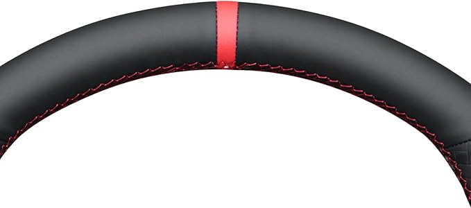 MEWANT Hand Stitch Black Smooth Woven Embossed Artificial Leather Steering Wheel Cover for Subaru WRX STI 2015-2021