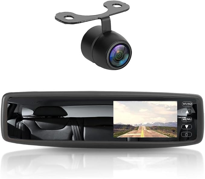 Pyle Wireless Backup Car Camera Rearview Mirror Monitor System - Parking & Reverse Safety Distance Scale Lines, Waterproof & Night Vision Cam, 4.3" LCD Display - (PLCM4300WIR)