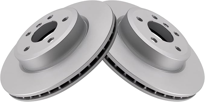 TRQ Front Brake Rotor Set G Coated Vented Compatible with 2004-2010 BMW X3