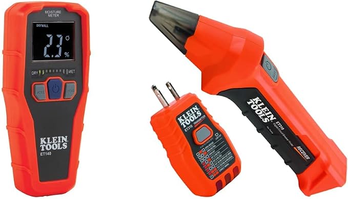 Klein Tools ET140 Pinless Moisture Meter & ET310 AC Circuit Breaker Finder with Integrated GFCI Outlet Tester