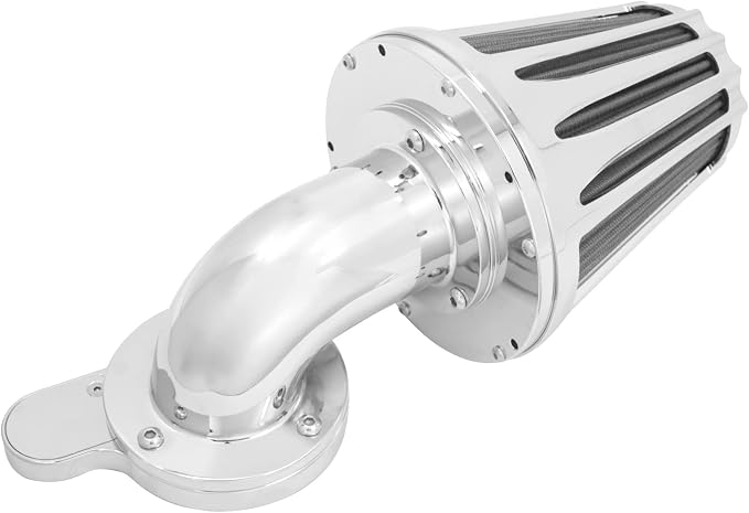 Motorcyle Air Cleaner Filter CNC 90° Forward-Facing Kit Fit for Harley Softail Touring Trike Sportster XL Dyna (Chrome Housing Grey Element, A For Sportster XL 04-22)