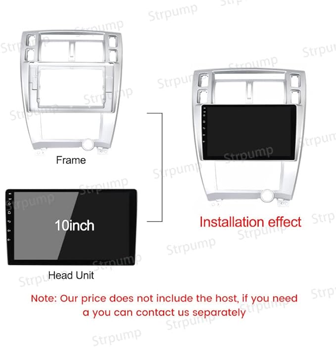10.1'' Car Radio Stereo Dash Frame Fascia Bezel Panel w/Power Harness Cable Compatible for Hyundai Tucson 2004 05 06 07 08 09 Install Mount Kit