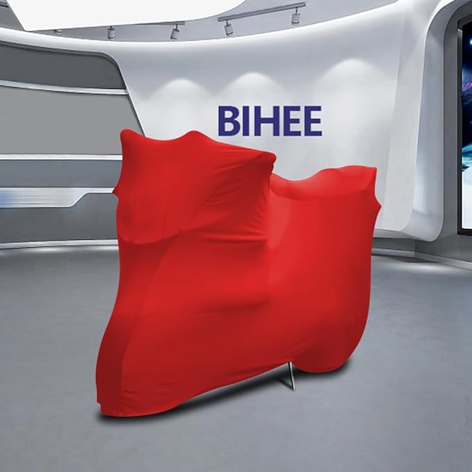 Indoor Motorcycle Cover Soft Stretch Dustproof Cover Compatible with All Motor, 116 inches,Red