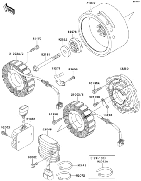 Magneto Stator Assembly Replacement Fits Kawasaki VN1500 VN1600 Vulcan (1999-2008) 21003-137