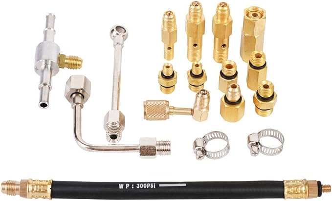 JIFETOR Fuel Injection Pump Pressure Tester Gauge Kit, Car Gasoline Gas Fuel Oil Injector Test Manometer Tool Set 0-140PSI, Universal for Auto Truck SUV Motorcycle ATV RV