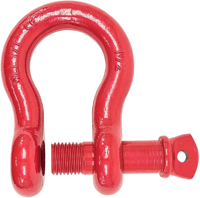 Mytee Products 1-1/2" Anchor Shackle Forged Carbon Steel w/Alloy Screw Pin Load Limit # 17 Tons (34,000 lbs) | Double Rust Protection Heavy Duty D Ring Shackle for Towing, Rigging & Vehicle Recovery
