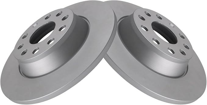 TRQ Rear Brake Rotor Set G Coated Vented Compatible with 2006-2015 Audi A3 A3 Quattro Q3 Q3 Quattro 2005-2018 Volkswagen CC Eos GTI Jetta Passat Rabbit R32 Tiguan Tiguan Limited
