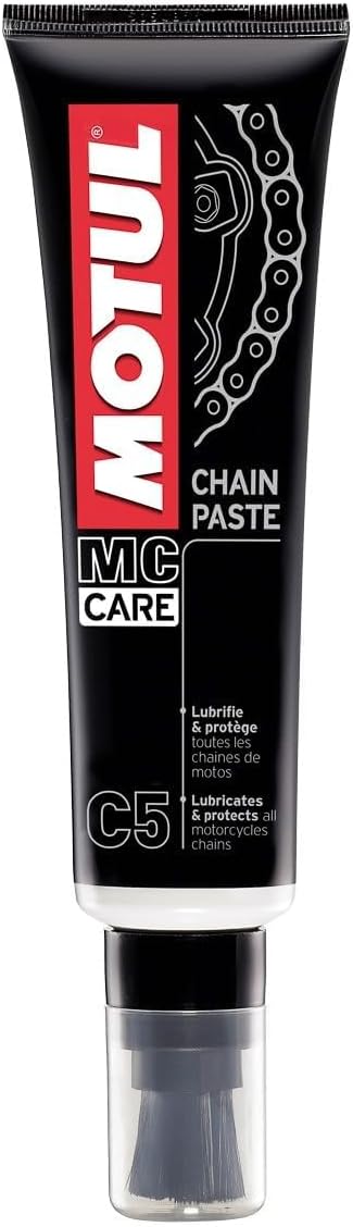 Motul Motorcycle Chain Care Bundle – C5 Chain Paste + C1 Chain Cleaner & C2 Chain Lube Kit w/Brush & Gloves Road Motorcycle Maintenance Kit