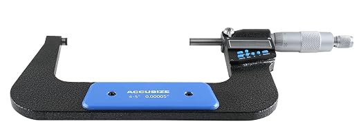Accusize Industrial Tools 4-5''/100-125 mm 7 Keys Electronic Digital Outside Micrometers, 0.00005'' Or 0.001 mm Resolution, Ac21-5022 | IP54 Rated, 0.00005"/0.001 mm Resolution, 7-Key, ±0.003" Accuracy
