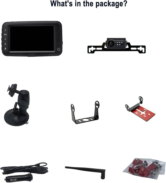 Wireless Backup Camera HD Monitor, Easy Install Stable Digital Signal No Delay Rear View Camera, Color Image Night Vision Reverse Camera for Car, Truck, Pickup, SUV, Van, Camper