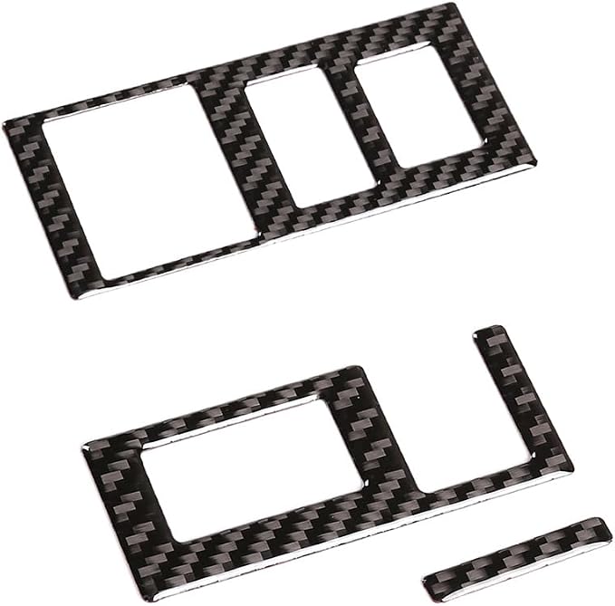 Real Soft Carbon Fiber Car Center Console Headlight Switch Button Panel Decorative Stickers,for Toyota Tundra 2014-2018,3PCS (Black)