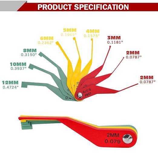 3 Pack 9-Piece Metal Brake Pad Gauge Set, Brake Gauge Measure Tool to Quickly Measure Brake Pad Wear, Brake Pad Thickness Gauge for Most Cars, Easy to Read Color Coded - 2mm to 12mm