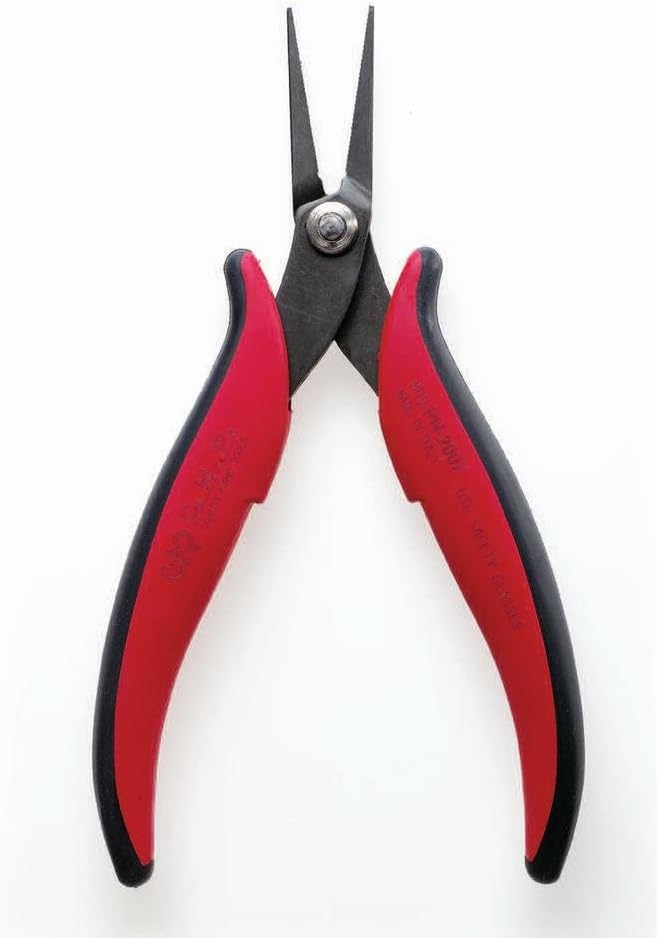 Hakko CHP PN-2007 Long-Nose Pliers, Flat Nose, Flat Outside Edge, Serrated Jaws, 32mm Jaw Length, 3mm Nose Width, 3mm Thick Steel (3 Pack)