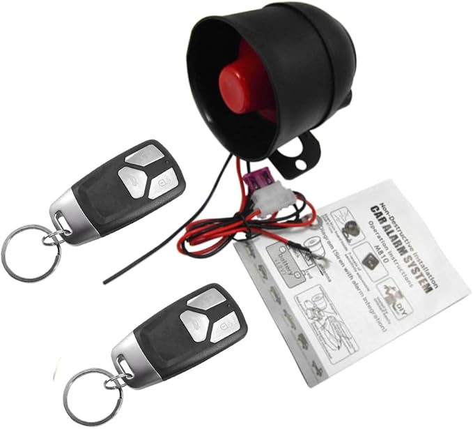 Riloer Vehicle Security Protection System, Universal 12V Car Alarm Device System with 2 Remote Controls, Anti-Theft Device Car Horn Siren Alarm
