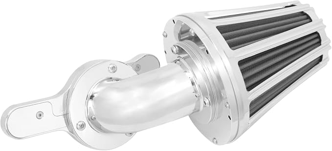 Air Cleaner Filter 90° Forward-Facing Intake Kit CNC Fit for Harley Touring Softail (Chrome Housing Grey Element, D For M8 Touring 17-23 Trike 17-25 Softail 18-24)