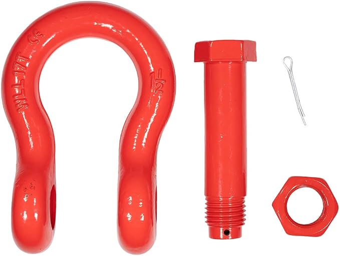 Mytee Products 4 Pack 1-1/2" Anchor Shackle Forged Carbon Steel w/Safety Screw Pin Load Limit 34,000 lbs, Double Rust Protection Heavy Duty D Ring Bolt Type Shackle for Towing, Rigging