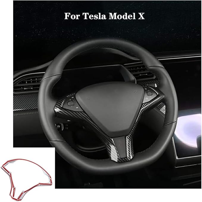 OBL Car Steering Wheel Frame Trim Cover for Tesla Model X Model S 2016-2020 Interior Accessories ABS Imitation Carbon Fiber Inner Decoration