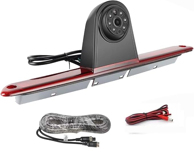 Vehicle Backup Camera for Mercedes Benz Sprinter, VW Crafter Vans 2007-2019, Roof Mount 3rd Brake Light, 170° Night Vision, 12V Reversing Camera with RCA Connector