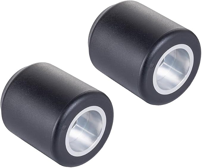 Advanblack ProTek Machined Harley Crash Bar Sliders 1.25" Decorative Wheel Rotatable End For Front Engine Guard Rear Saddlebag Guards (Black Derlin)