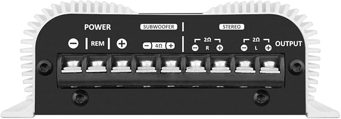 Taramp's TL 1500 Full Range 390 watts RMS 3 Channels Car Audio 2 Stereo Channels 1 Sub Channel Class D Amplifier, RCA/Wire Input, Bass Boost 13.8 VDC System, White