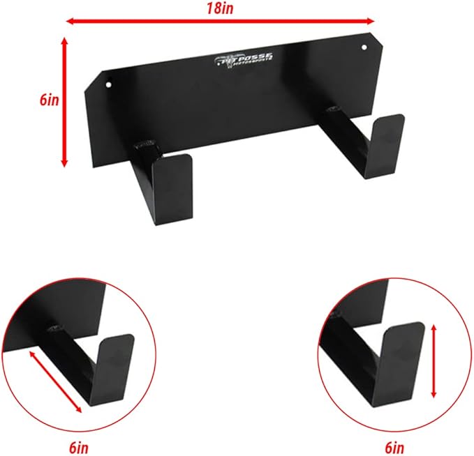 Pit Posse PP125BK Dual Helmet Rack Holder Enclosed Race Trailer Garage Shop - Made in USA - Aluminum Storage Organizer Hanger for Motorcycle Bike Helmets - Mounting Hardware Included (Black)