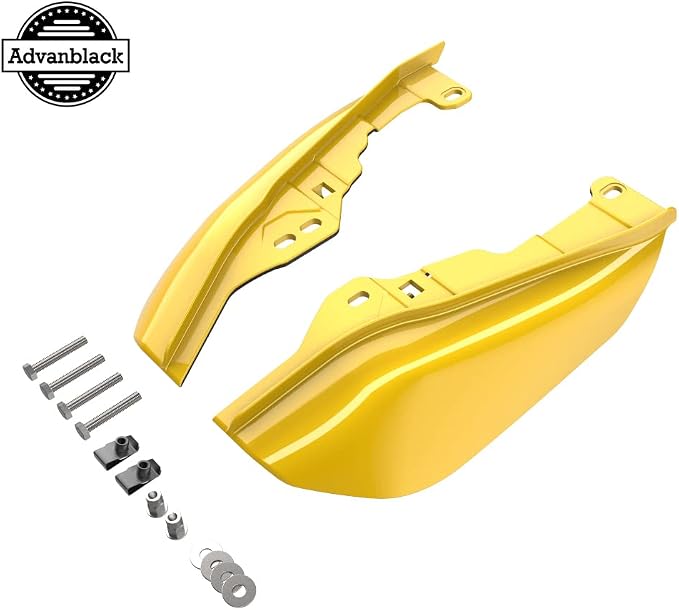 Advanblack 2024 RG Mid Frame Air Deflectors Compatible for Harley Touring Street Glide, Road King, Electra Glide, 2009-2025(Chrome Yellow)