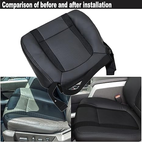 GXARTS 4PCS Driver and Passenger Side Bottom & Top Lean Back Replacemnet Perforated Leather Seat Cover Black Compatible with Ford F150 SVT Raptor 2010 2011 2012 2013 2014