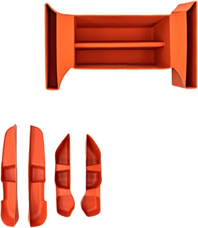 Door Side Storage Tray Bundle with 2022-2025 Maverick Front Center Console Gear Shifter Storage Organizer Tray Silicone Front Armrest Storage 2024 Maverick Accessories (Orange)