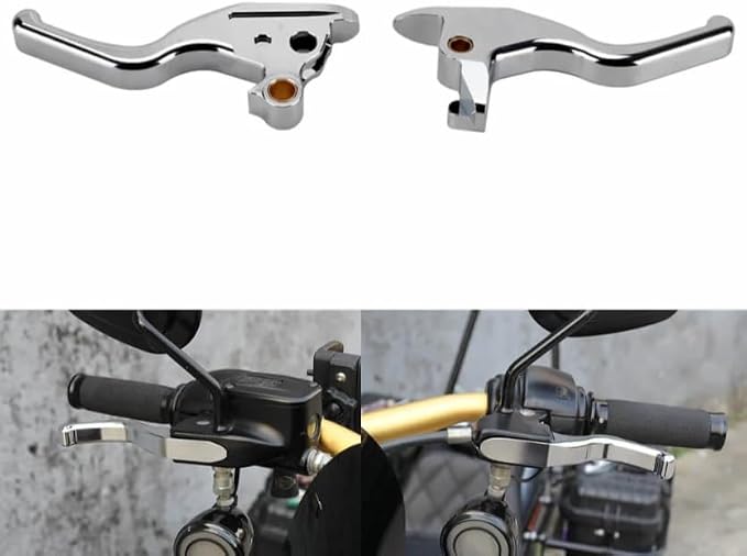 3 Finger 5.9" CNC Shorty Hand Control Lever Kit Brake Clutch Levers Fit for Harley Softail Low Rider S Sport Glide Standard Street Bob 2015-2024(Chrome)