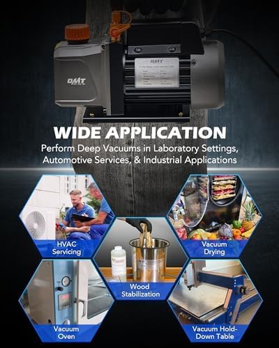 Orion Motor Tech Vacuum Pump, 4 cfm 1/3 hp HVAC Single Stage Vacuum Pump for R12 R22 R134a R410a R502, Auto AC Vacuum Pump Kit for Automotive Air Conditioner Resin Degassing & More, Oil Included