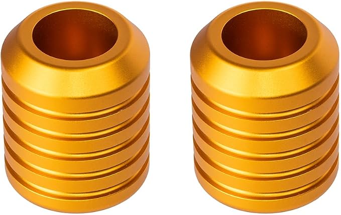 Advanblack CNC Aluminum Motorcycle Frame Sliders – Crash Bar Slider for Harley 1-1/4” Flat Out & Highway Crash Bars/Saddlebag Guards – Red, Gold, Black, Silver – Bolt-On Pair with Screws (Gold CNC)