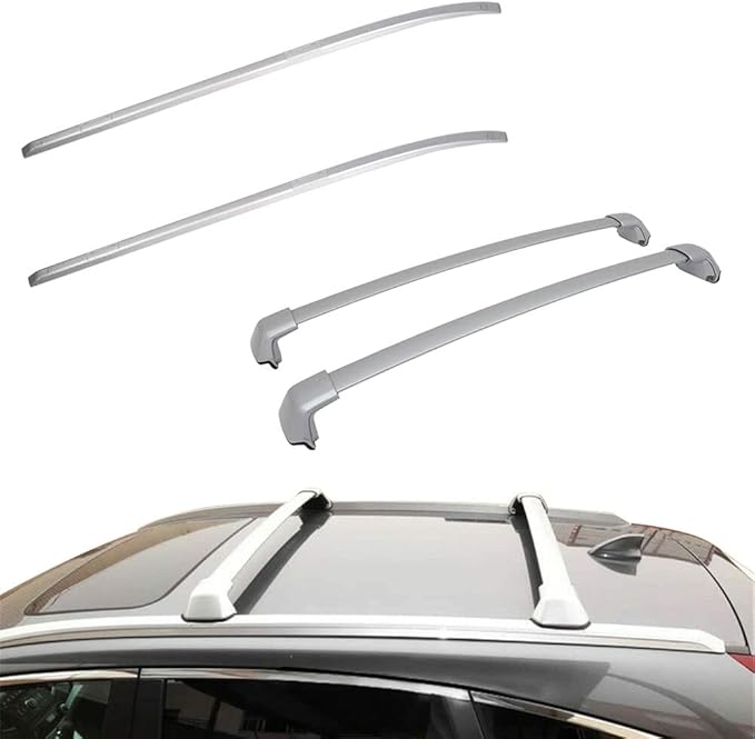 4Pcs Side Rails + Cross Bars for 2012-2016 Honda CRV CR-V OE Style Roof Rack Luggage Carrier Silver