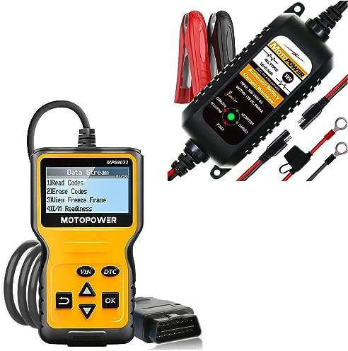 MOTOPOWER MP69033 Car OBD2 Code Reader Scanner with MP00205A 12V 800mA Battery Charger Maintainer